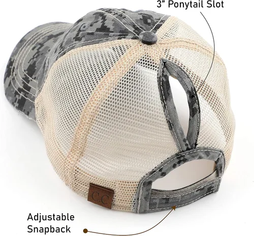 Vista 2 de C.C Exclusives Hatsandscarf - Gorra de béisbol ajustable con estampado de camuflaje de algodón desgastado lavado (BT-15)