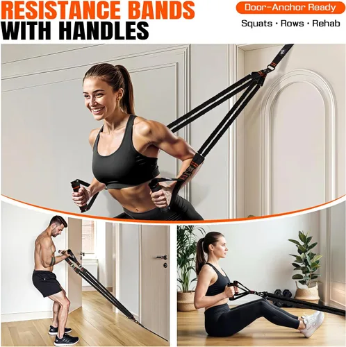 Vista 4 de Pull Up Assistance Bands, Resistance Bands with Handles, Heavy Duty Pull Up Bands for Home Gym, Height Adjustable Chin Up Bar Assist Bands for Arm