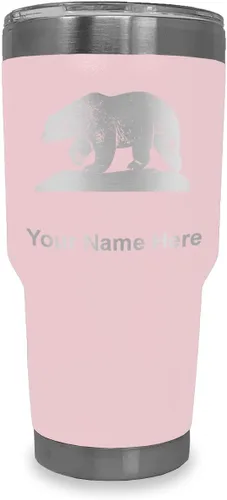 Vista 24 de LaserGram Vaso aislado al vacío de 20 onzas, oso polar, grabado personalizado incluido (negro)