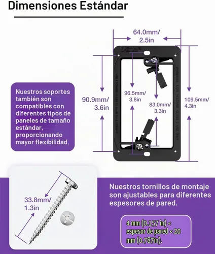 Vista 6 de VCE LINK Soporte de montaje de bajo voltaje, caja de bajo voltaje, color Negro