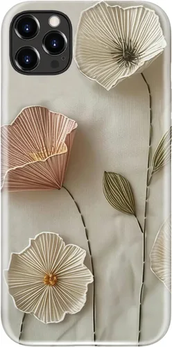 Vista 17 de Funda para iPhone 12 Mini, compatible con carga inalámbrica, protección de doble capa con elegante diseño de flores silvestres, silicona suave +