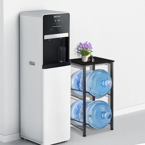 Vista 2 de MOOACE Estante para jarra de agua de 5 galones, organizador de 2 niveles para botellas de agua con estantes de almacenamiento, estante dispensador