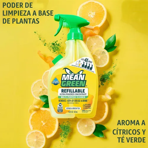 Vista 6 de Mean Green Recargable Ultra Potenciado CONCENTRADO Limpiador Multiusos, Cítricos y Té Verde, 420 ml