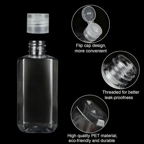 Vista 3 de Paquete de 30 botellas de plástico transparente de 3.4 onzas para artículos de tocador, recipientes de viaje vacíos recargables de 3.4 fl oz