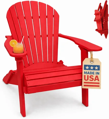 Vista 21 de POLY LUMBER – Silla plegable Adirondack con asiento enrollado Heavy Duty EVERLASTING Lifetime PolyTuf HDPE - HECHO EN EE. UU. - AMISH CRAFTED., Azul