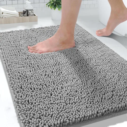 Vista 17 de Yimobra Tapetes de baño lavables, de chenilla súper suave y absorbente, para suelo y alfombra, de secado rápido, antideslizante, para bañera y Beige
