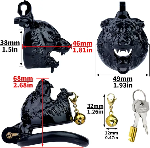 Vista 2 de Jaula ligera para el pene dispositivo de castidad con 4 anillos y llaves, jaula de pene masculina con bloqueo invisible y campana, juguetes sexuales