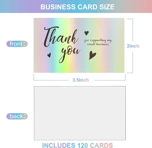 Vista 2 de 120 Tarjetas de Agradecimiento para Pequeñas Empresas, Mini 6 Estilos Tarjetas de Agradecimiento por Apoyar Notas de Compras Tarjetas