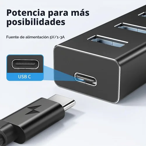 Vista 5 de atolla Hub USB 3.0 de aluminio de 7 puertos con cable de extensión de 3.3 ft, transferencia de datos de alta velocidad de 5 Gbps para MacBook Pro