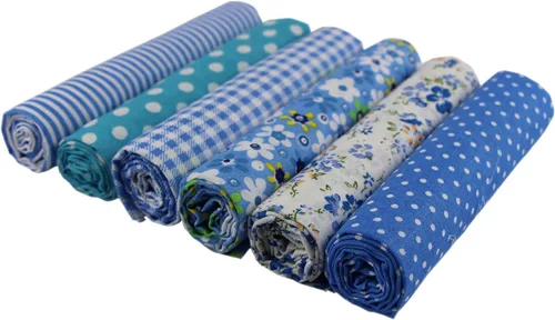 Vista 5 de UOOOM 6pcs 19.7x19.7 in Patchwork algodón tela DIY costura hecho a mano acolchado tela diferentes diseños (Tone-Blue)