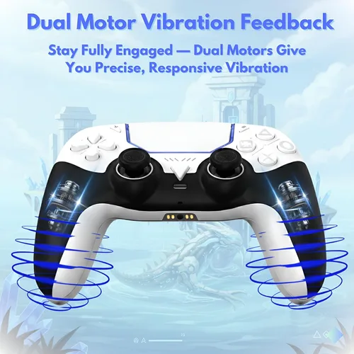 Vista 6 de GioMay Pro Wireless Controller Compatible with PS5 with Bluetooth 5.3, Hall 3D Joysticks, 6-Axis Motion Control, Programmable Back Buttons, Dual