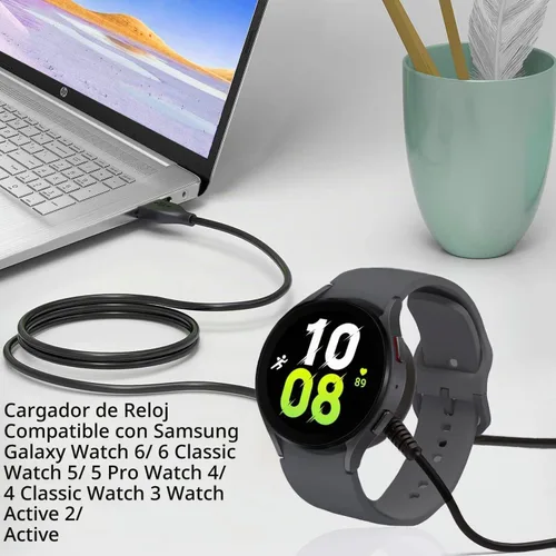 Vista 3 de Cargador USB para Samsung Galaxy Watch, base de carga compatible con Samsung Galaxy Watch 6/6 Classic/5 Pro/5/4/4 Classic/ 3/Active 2/Active, 3.3