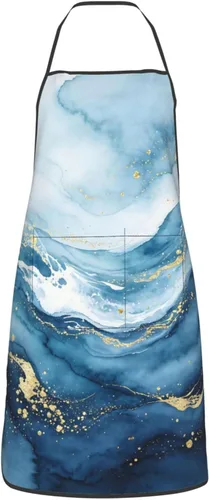 Vista 31 de Delantal impermeable floral arcoíris con bolsillos grandes para regalo de cocina