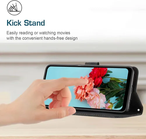 Vista 4 de Funda para teléfono compatible con Tecno Spark Go 1 4G/Spark Go (2025), compatible con Tecno Pop 9 4G, ranura magnética para tarjetas, piel