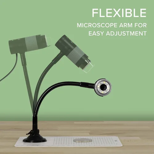 Vista 5 de Plugable - Microscopio digital USB 250x, cámara micro de 2 Mpx con brazo flexible y soporte - Microscopio USB y USB-C portátil, compatible