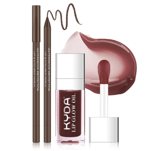 Vista 13 de KYDA Aceite de brillo labial hidratante, brillo labial de aceite hidratante transparente voluminizador, aceite labial teñido para el cuidado