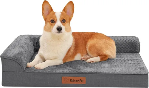 Vista 9 de Cama ortopédica para perros pequeños y medianos, cama de espuma viscoelástica para mascotas con funda extraíble lavable, parte inferior