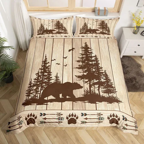 Vista 16 de Juego de funda de edredón de diente de león, estrella de Texas occidental, para niños y niñas, funda de edredón de tablones de madera gris y blanco