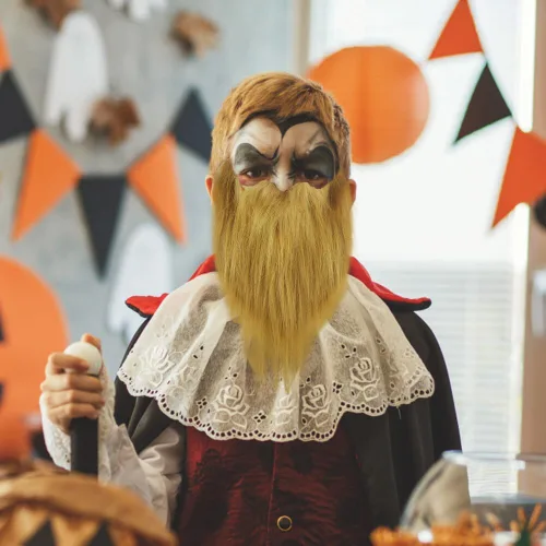 Vista 6 de 4 piezas de barba falsa de Halloween barba falsa bigote falso bigote falso para adultos niños disfraces suministros de fiesta de Halloween