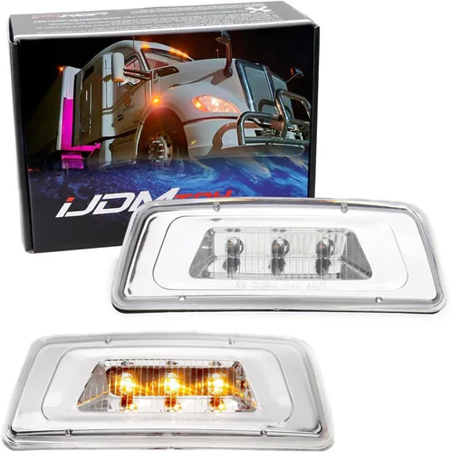 Vista 10 de iJDMTOY Lentes ámbar súper brillantes LED para rueda delantera delantera Fender Side Marker Lights compatibles con Kenworth T680 T700 T880