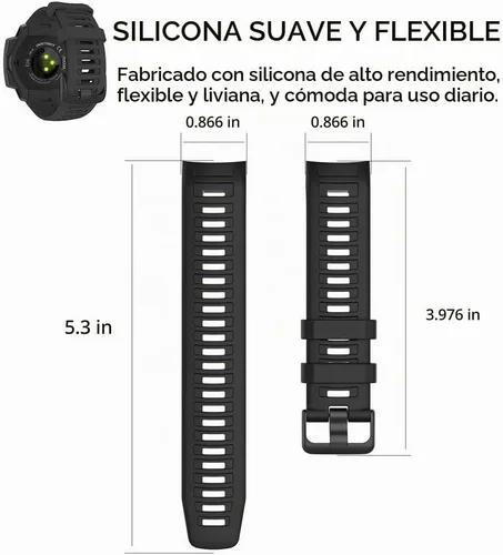 Vista 5 de Correa para Garmin Instinct 2, correa de repuesto de silicona suave para Garmin Instinct 2/Instinct 2 Solar/Instinct Tide/Instinct Tactical/Instinct