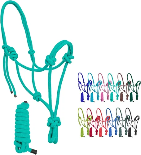 Vista 11 de Resistance Halter de cuerda ajustable de nailon liso con plomo a juego de 6 pies