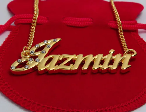 Vista 2 de Collar con nombre "Jazmin" - Chapado en oro amarillo de 18 quilates