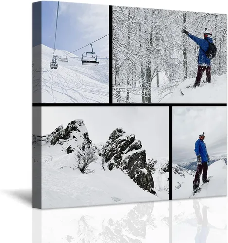 Vista 15 de Impresiones en lienzo personalizadas con tus fotos y nombres, marco de fotos personalizado en las montañas junto al mar, imagen de vacaciones