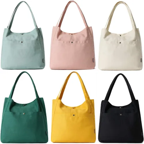Vista 7 de Bolso de lona para mujer, ligero, para el trabajo, la escuela, con asa superior