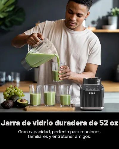 Vista 6 de GDOR Smoothie Blender for Kitchen,1200W Glass blender with 5 Smart Programs