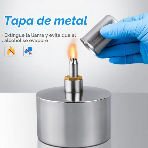 Vista 3 de Lámpara de alcohol de acero inoxidable de 13.5 fl oz - Quemador Bunsen a prueba de explosiones Lámpara de calefacción de pared pesada Lámpara