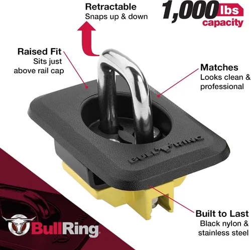Vista 3 de 4001 Bull Ring clásico (1 par) Fits Ford F-150/Super Duty/Ranger, Chevy Silverado/GMC Sierra, Dodge Ram, Mazda B-Series, Top Rail Stake Pocket