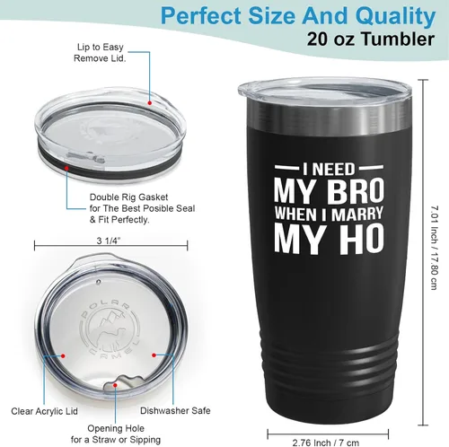 Vista 3 de Vaso de propuesta de padrinos de boda de 20 onzas, color negro, Need My Bro, regalo para padrinos de boda, propuesta de boda, novio, despedida