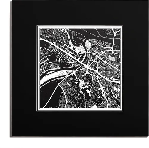 Vista 46 de O3 Design Studio Mapa de corte de papel de París, color negro mate, 20 x 20 pulgadas, arte en papel