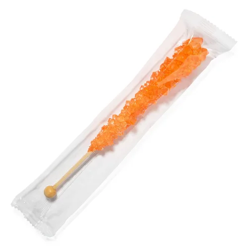 Vista 3 de Palitos de azúcar de caramelo de naranja con sabor a naranja, 12 caramelos envueltos individualmente para fiestas
