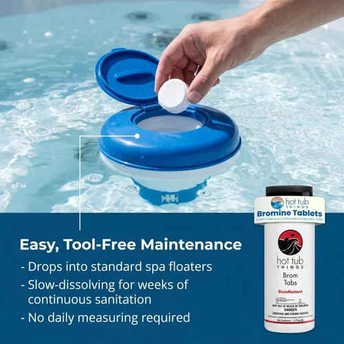 Vista 4 de Hot Tub Things Tabletas de bromo para bañera de hidromasaje y spa, potente desinfectante de agua para agua limpia y segura, ideal para agua caliente