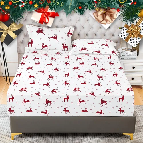Vista 24 de YIYEA Sábana bajera ajustable floral con funda de almohada, sábana bajera de microfibra de doble cepillado de alta calidad, bolsillo profundo de 16