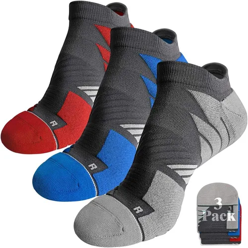 Vista 16 de Hylaea Calcetines deportivos para correr sin visibles, antiampollas, con tecnología Coolmax, sin costuras y antiolor 3 Pares Negro