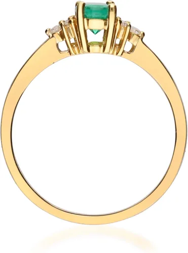 Vista 3 de Gin Grace - Anillo de compromiso de oro amarillo de 10 quilates con diamantes reales para aniversario estilo de compromiso I1 con esmeralda natural