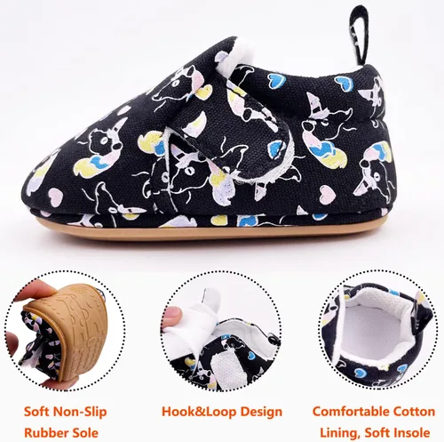 Vista 7 de Zapatos de bebé para niños y niñas, tenis de goma antideslizantes, suela de primer caminante, zapatillas de dibujos animados, zapatos para cuna de 0