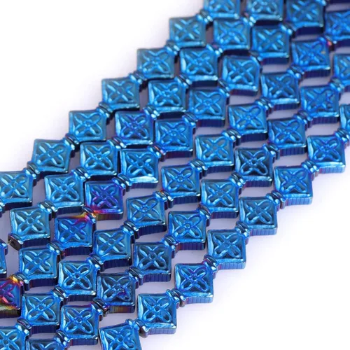 Vista 22 de Cuentas de hematita para hacer joyas, piedras preciosas semipreciosas de 0.394 x 0.551 in, color azul con revestimiento metálico, 15 pulgadas JOE