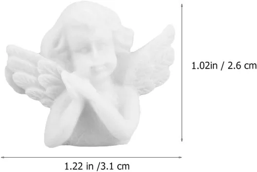 Vista 2 de EXCEART 60 piezas de figuras de ángel en miniatura, mini estatua de ángel, adornos de resina, cuentas planas para bricolaje, álbumes de recortes