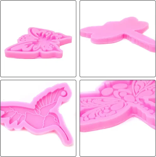 Vista 6 de Honbay 3 moldes de silicona en forma de mariposa colibrí y libélula, para manualidades y decoración (3 estilos)
