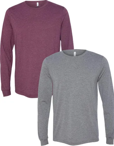 Vista 17 de Canvas Filmore 3501 - Camiseta de 4.2 onzas para hombre manga larga (1) Ceniza + (1) Jaspeado atlético