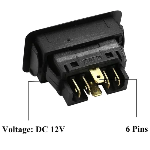 Vista 4 de TA-VIGOR Interruptor de ventana eléctrica universal DC 12 V 24 V, 6 pines momentáneo eléctrico iluminado interruptor de ventana de coche