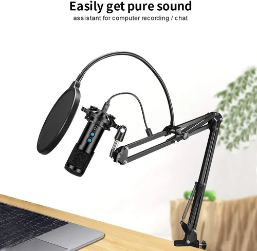 Vista 5 de Micrófono USB Profesional Condensador Kit de Micrófono de Grabación para Podcast, Micrófono de Grabación para YouTube, Grabación de Música, Voice