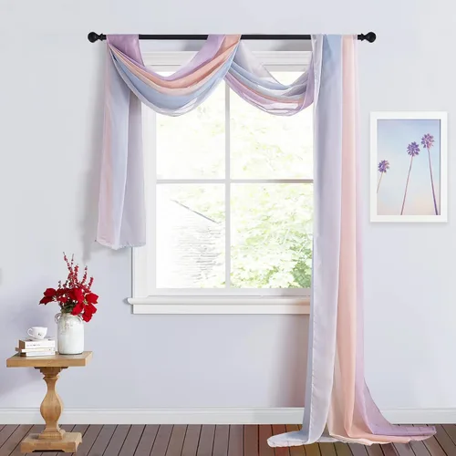 Vista 16 de RYB HOME Tela drapeada para arco de boda, 2 paneles de cortinas transparentes de gasa para exteriores, cortinas de telón de fondo verticales