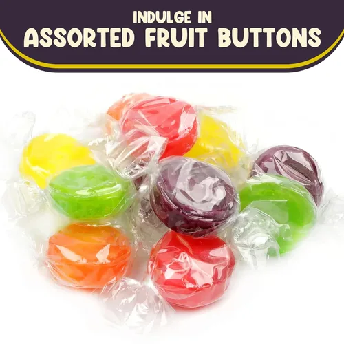 Vista 3 de Caramelos duros surtidos de botones de frutas – 5 libras aproximadamente 400 piezas de dulces surtidos – Caramelos navideños a la antigua moda