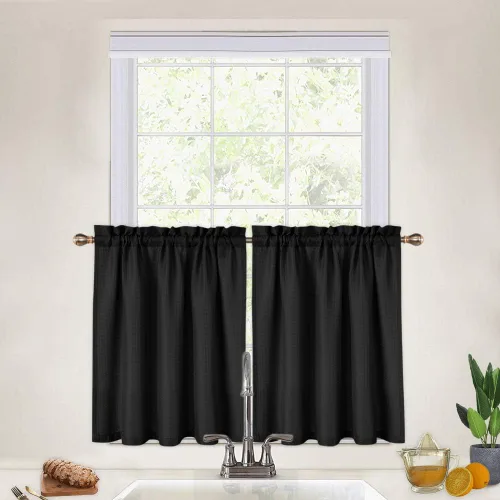 Vista 34 de CAROMIO - Cortina para cocina, cortina texturizada, cortinas para ventana de baño, varios tamaños
