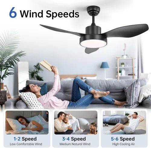 Vista 2 de Sofucor Ventilador de techo de 47 pulgadas con luces de montaje empotrado, modernos ventiladores de techo para exteriores con control remoto, 3CCT